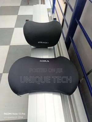 Universal Car Backrest Headrest Pillows Black/ Grey 2 PCS