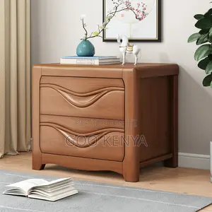 Home Cabinet; Wooden Nightstand With Double Drawers