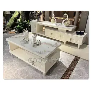 Home Tv Table Set; Modern Marble Living Room Cabinet With Coffee Table