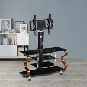 Living Room Tv Stand; Glass Top Tv Stand With Mount Home Furniture