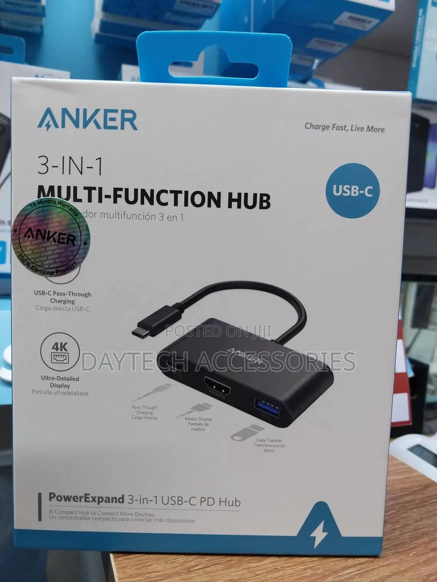 Anker Ank-Powerexpand 3 in 1 Usb-C Hub Supports Pd100w Charging.