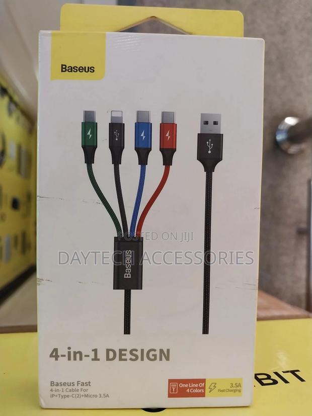 Usams Multi Charging Cable 4 in 1 Ios/Type C/Micro Usb Nylon Braided - thumbnail 2