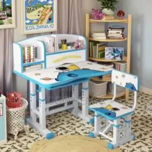 Kid's Study Desk; Kids’ Learning Desk And Chair Set With Bookshelf
