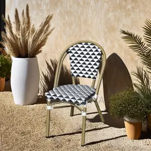 Dining Chair; Patio Rattan Dining Chair With Sturdy Steel Base