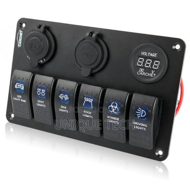 6 Way Rocker Switch Panel With Voltage Monitor - main view