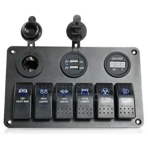 Multi-Function 6 Gang Rocker Panel With Digital Meter