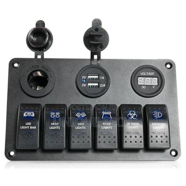 Multi-Function 6 Gang Rocker Panel With Digital Meter - main view