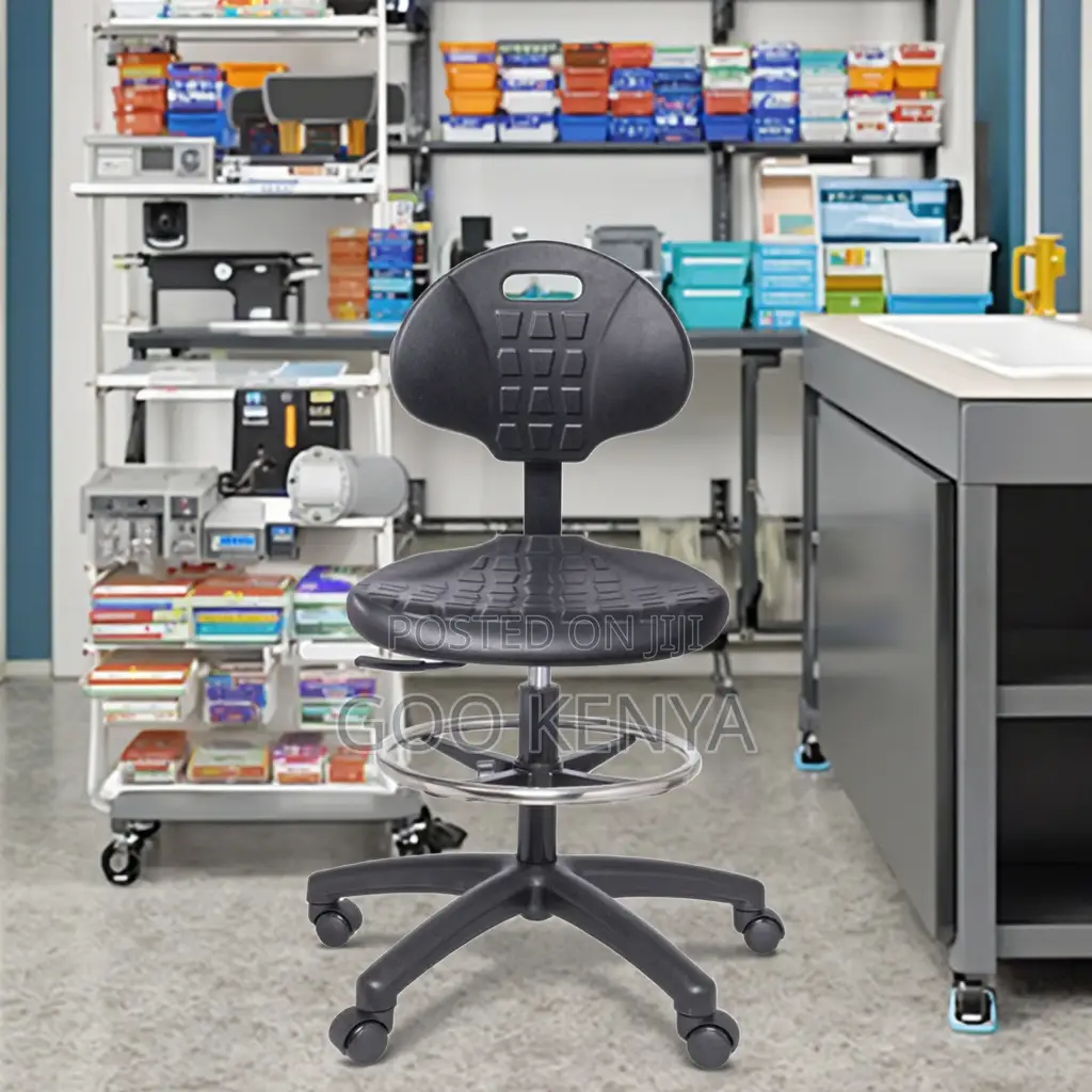 Kitchen Stool; Black Rolling Height Adjustable Kitchen Chair
