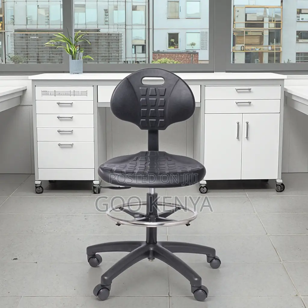 Kitchen Stool; Black Rolling Height Adjustable Kitchen Chair