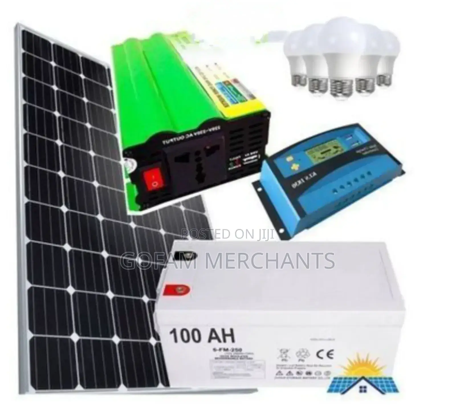 500w Solar System Kit With 100ah Battery