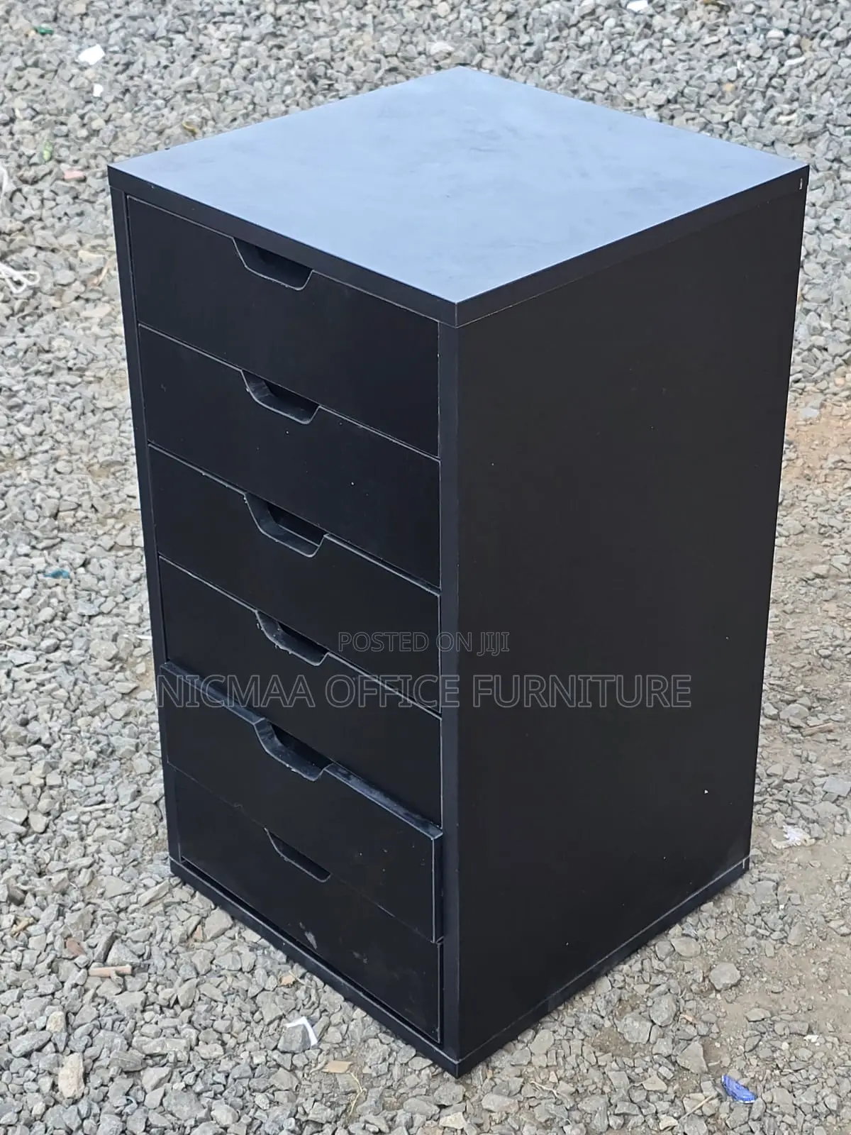 6-Drawer Black Storage Cabinet