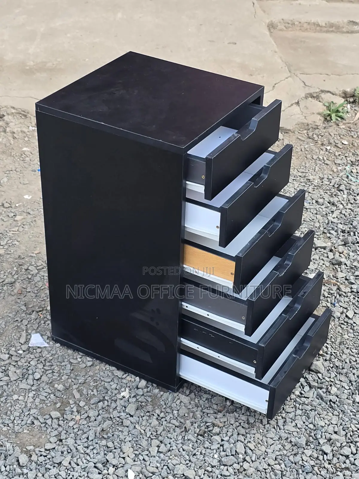 6-Drawer Black Storage Cabinet