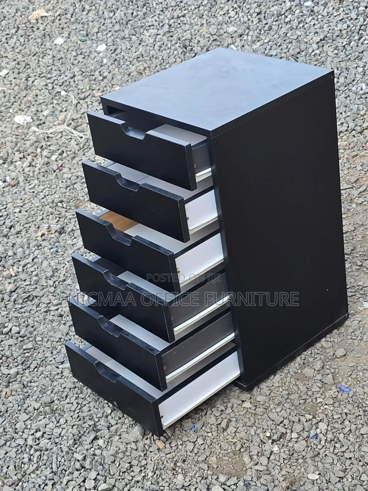 6-Drawer Black Storage Cabinet