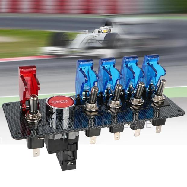 Compact 12v Switch Panel Black Coated, Includes 4 Blue + 1 Red