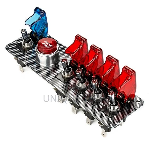 Multi-Switch 12v Control Panel, Black Powder Finish, 4 Blue/1 Red