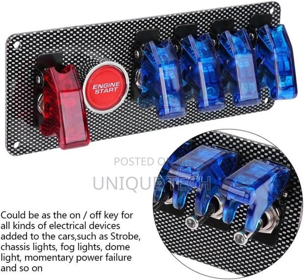 High-Quality 12v Black Panel, Equipped With 4 Blue + 1 Red Switch - main view