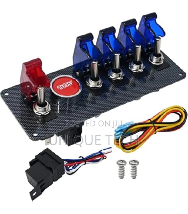 All-in-One 12v Control Panel, 4 Blue Switches 1 Red