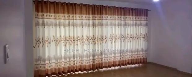 Floral Cream and Brown Curtain and Matching Sheer