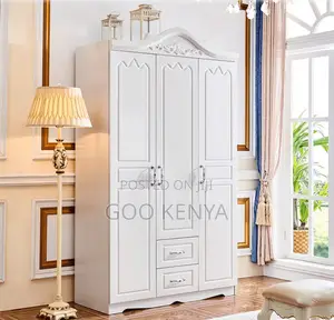 Home Closet; Lockable 3-Door Home Clothes Organizer With Drawers