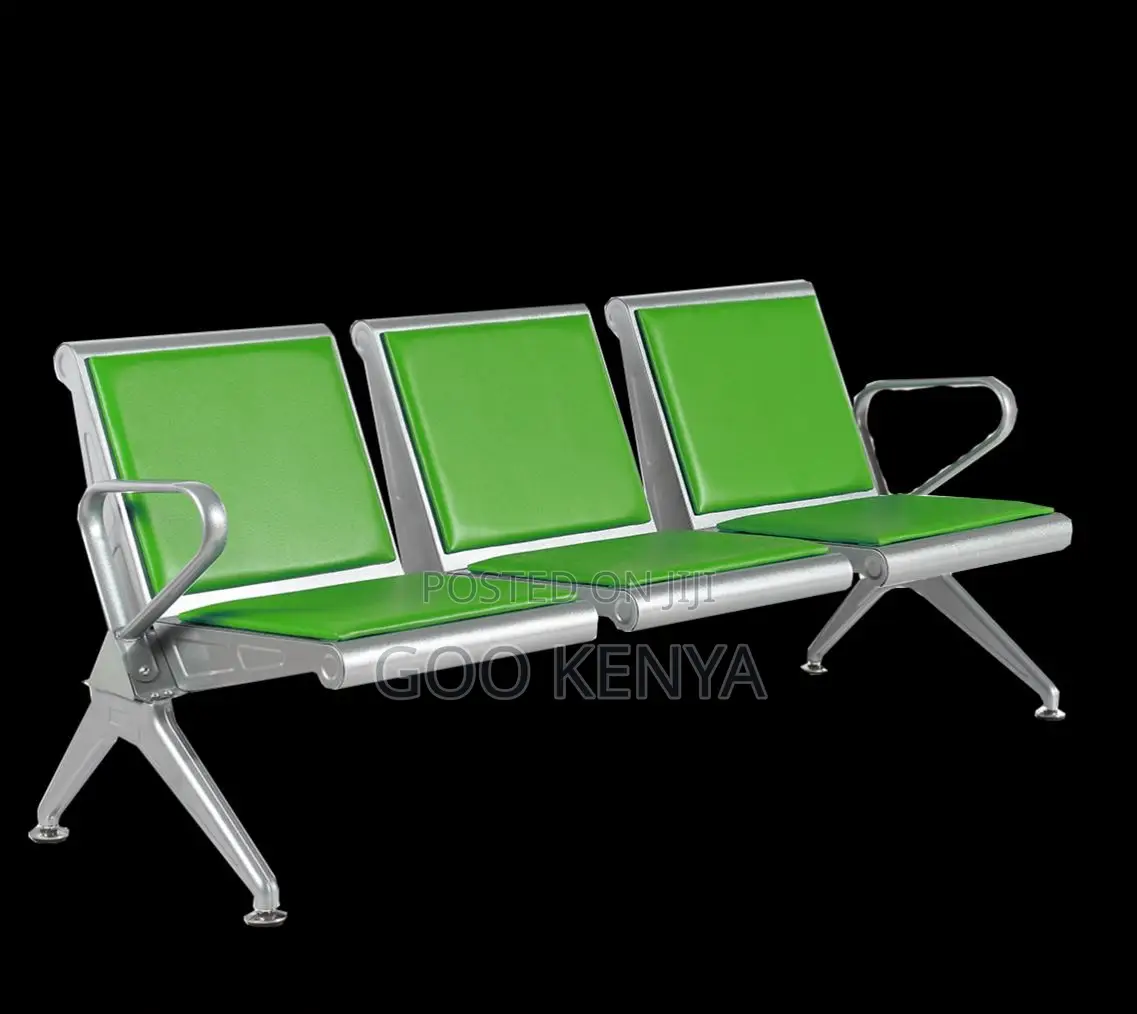 Office Bench; 3-Seater Office Reception Chair With Metal Base