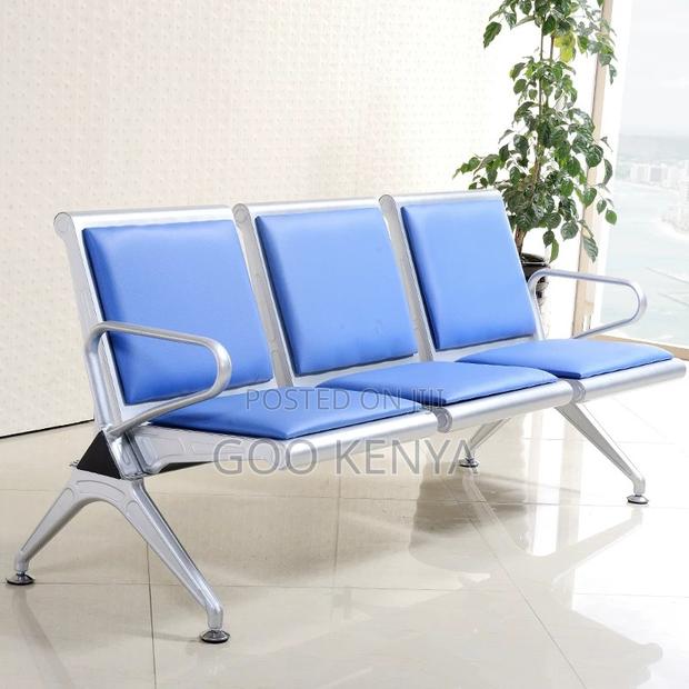 Office Bench; 3-Seater Office Reception Chair With Metal Base - thumbnail 5