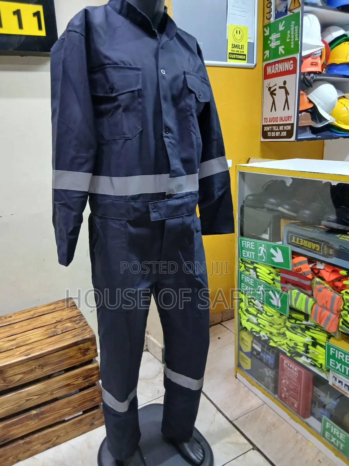 Dark Blue Overall With Grey Reflectors