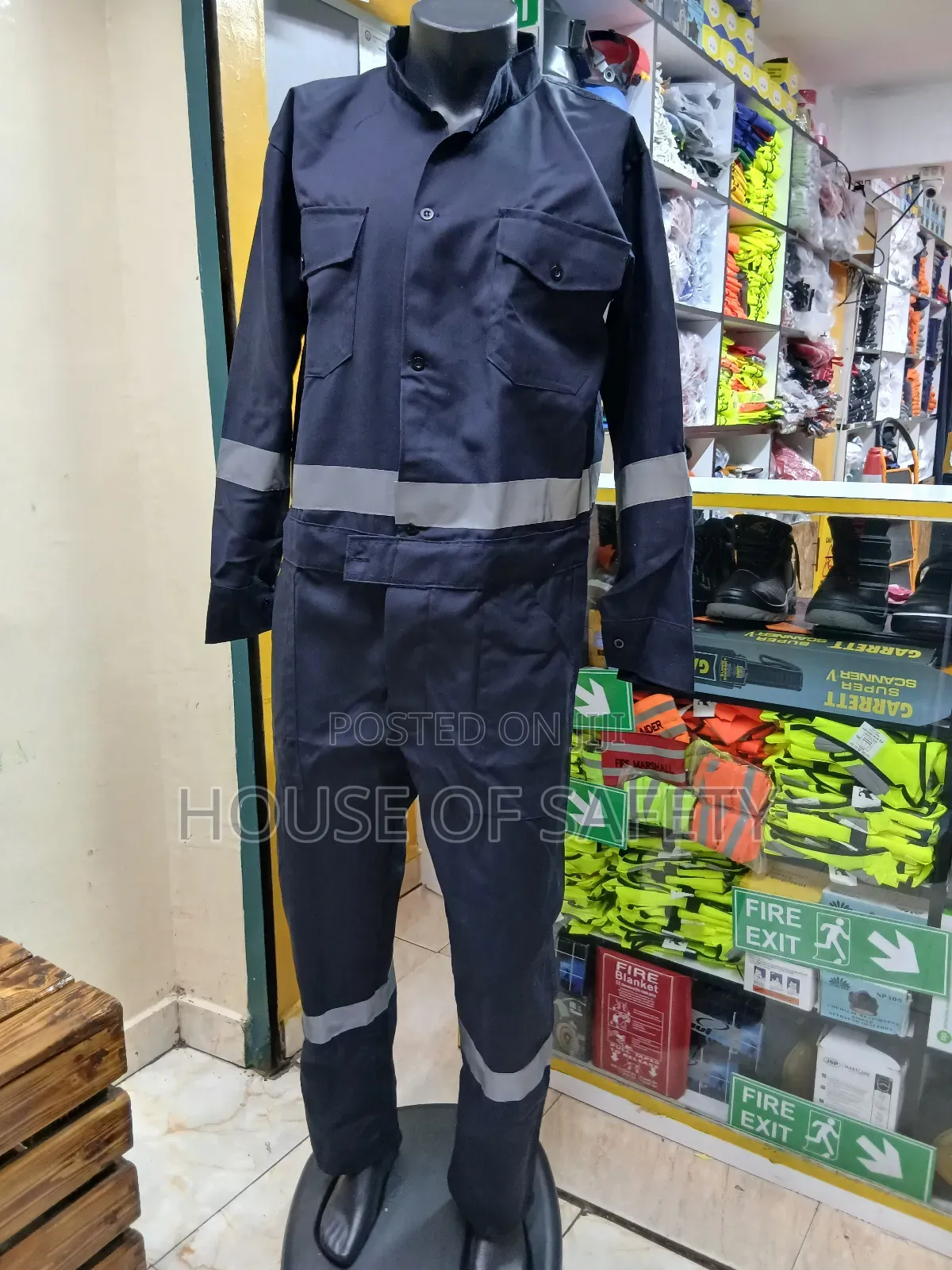 Hi Visibility Dark Blue Coveralls