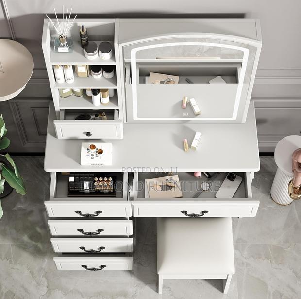Home Furniture; Modern {Dressing Vanity Table} With Mirror Storage - thumbnail 7