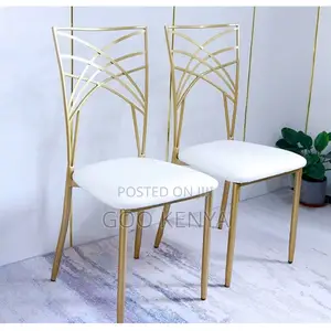 Outdoor Chair; Elegant White Garden Chair With Gold Legs