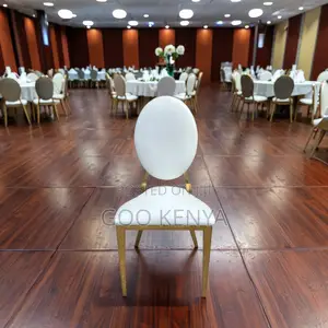 Event Chair; Wedding Event Chair With Gold Frame and White Seat