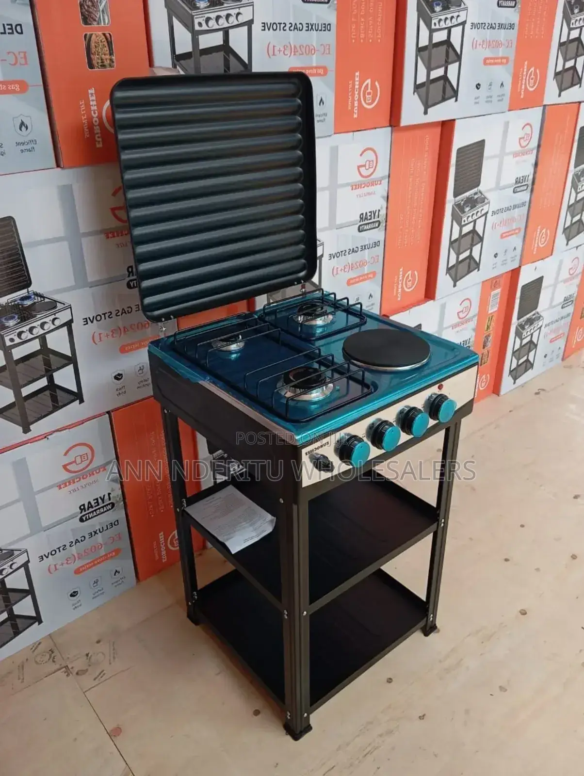 Eurochef 3 Gas 1 Electric Cooker With Shelves