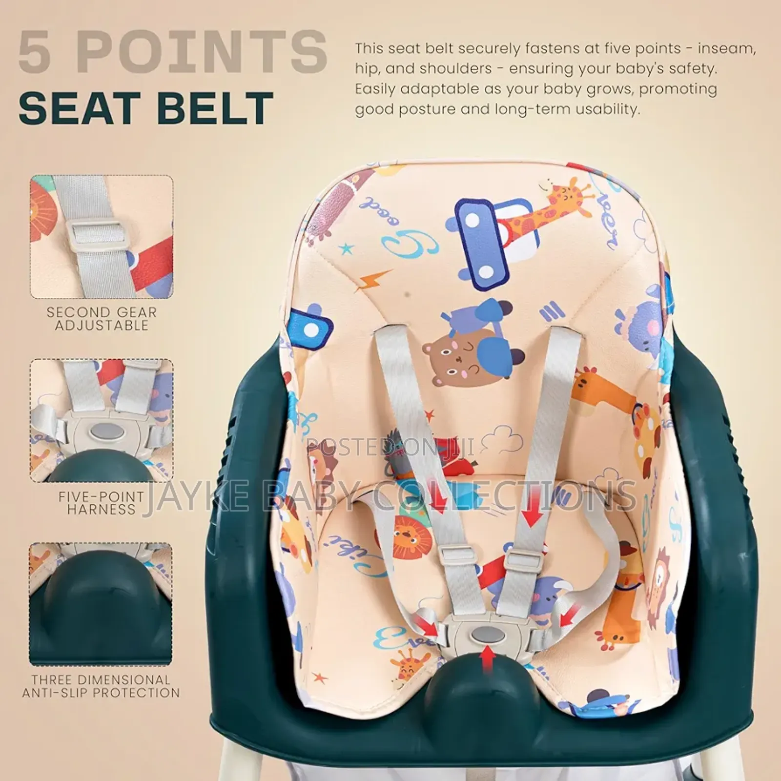 3-in-1 Adjustable Baby High Chair With Tray