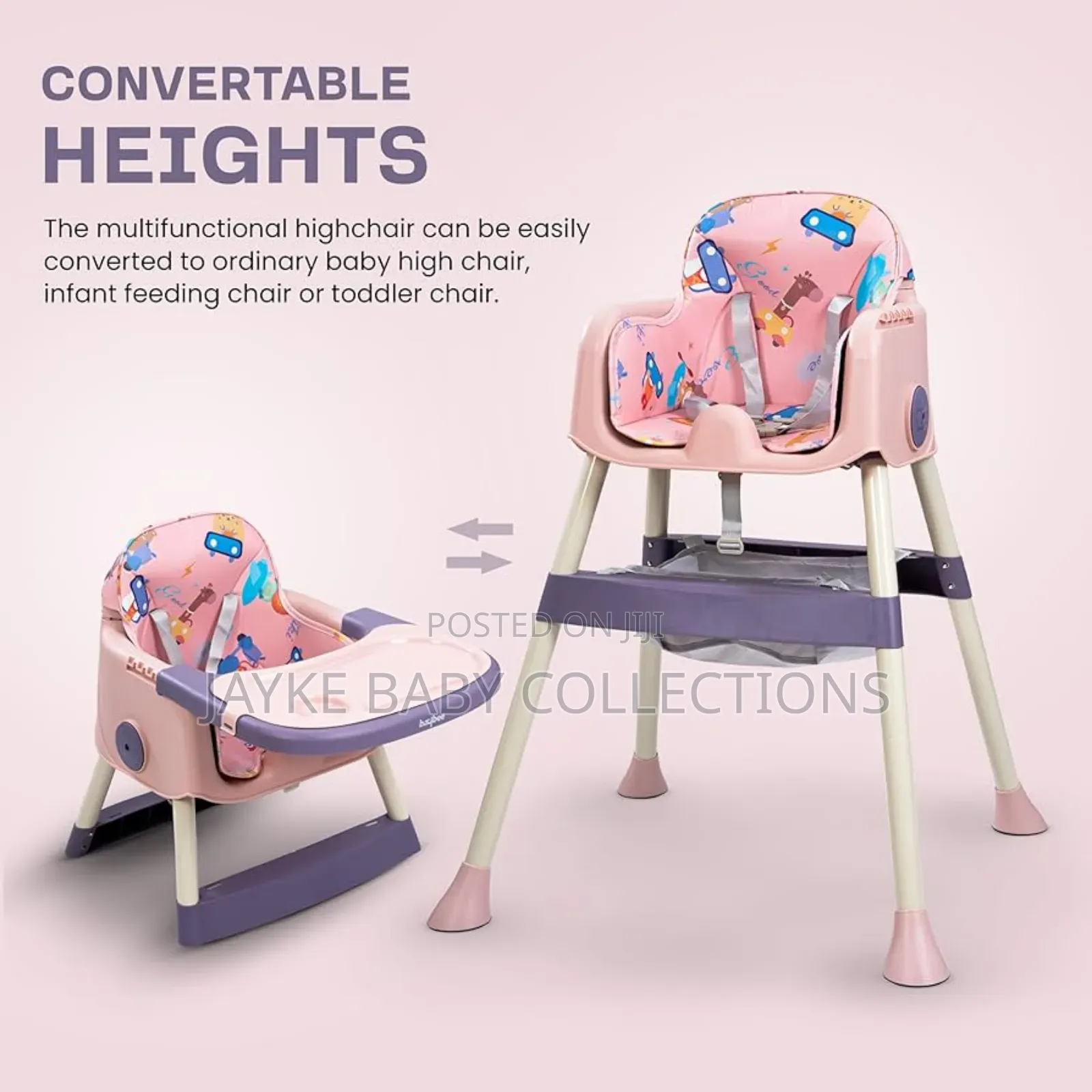 3-in-1 Adjustable Baby High Chair With Tray