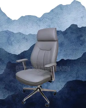 Minimal Grey Executive Leather Office Chair | Lumbar Support