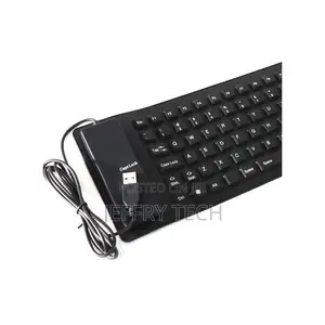 Flexible Usb Silicone Gel Full-Sized Keyboard - Black.