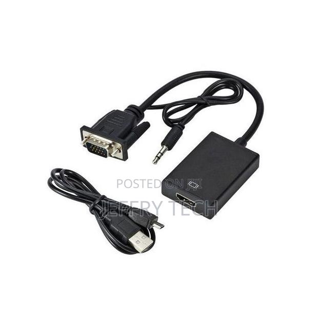 Vga to Hdmi Converter Adapter Cable With Audio Output - Black