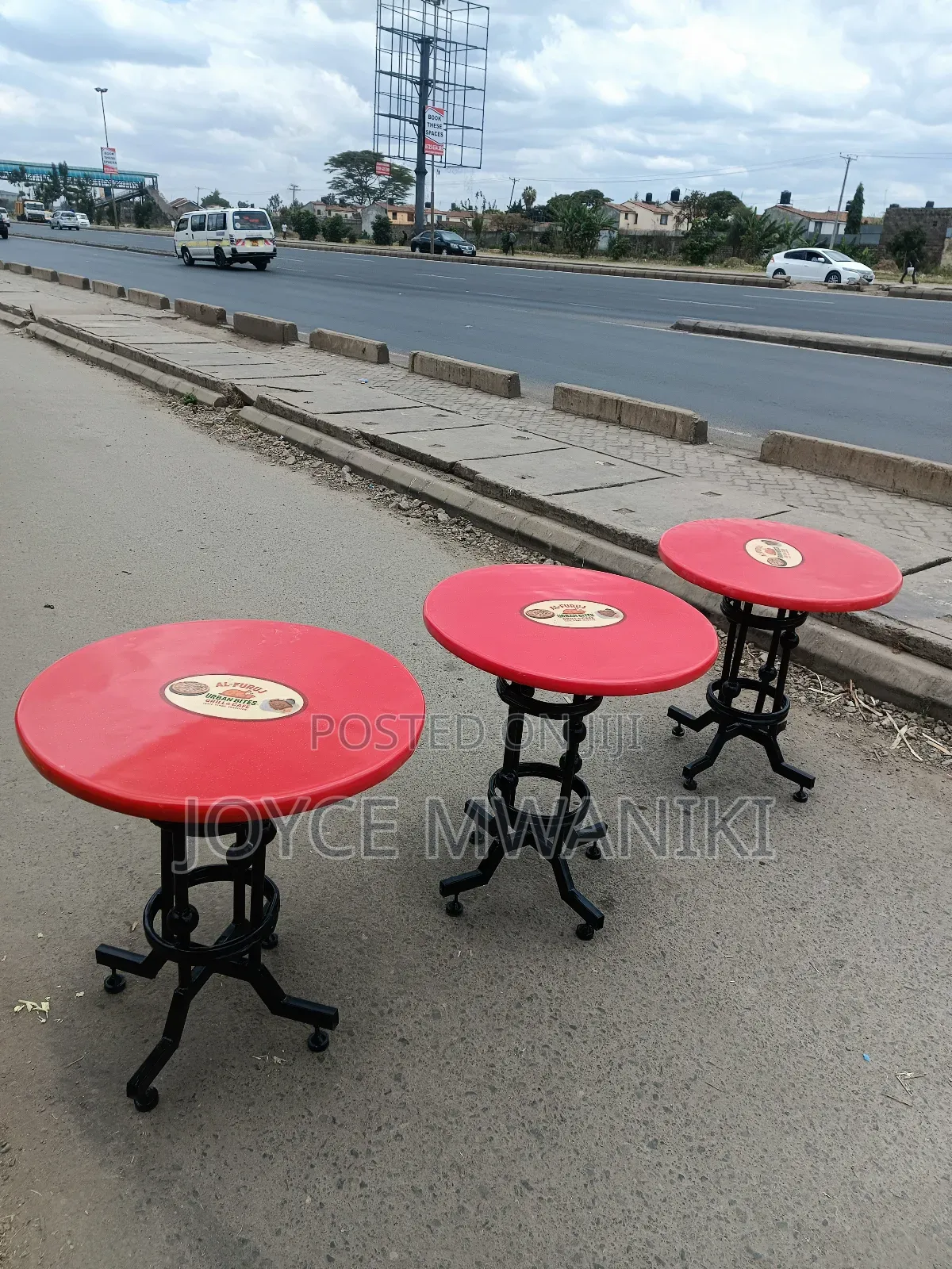 Marble Branded Round Tables, Red 