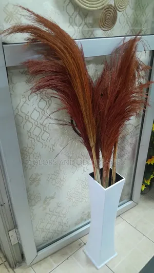 Brown Grass With White Vase