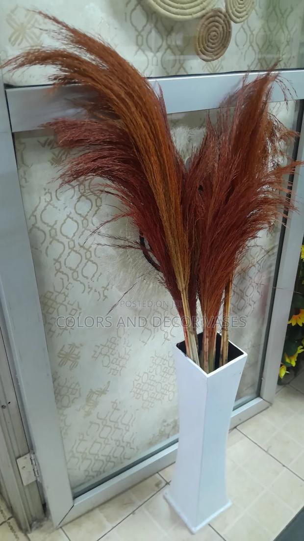 Brown Grass With White Vase - main view