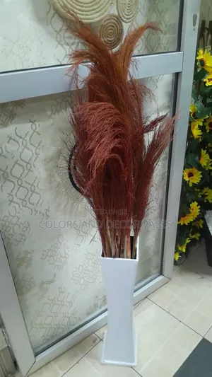 Brown Grass With White Vase