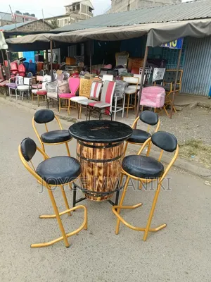 High Bar Set With Barrel Branded Marble Table 