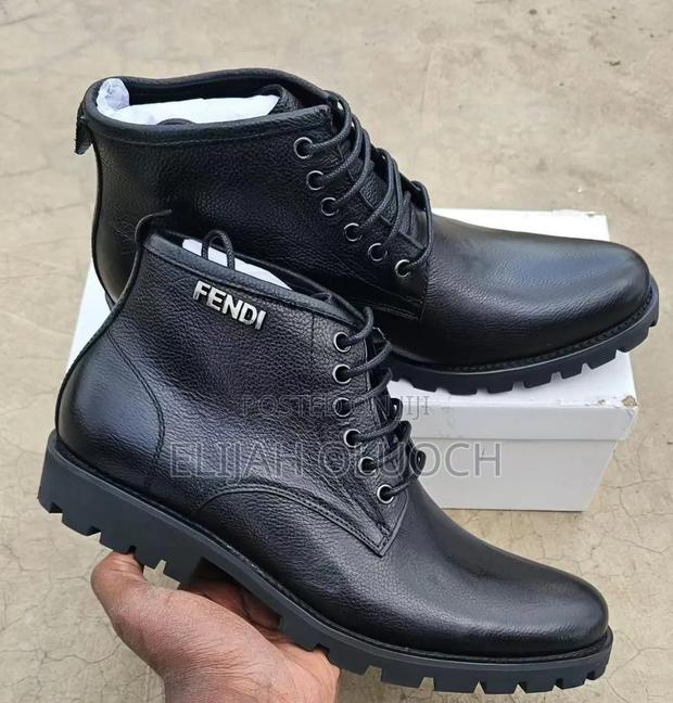Black Leather Official Fendi Boots