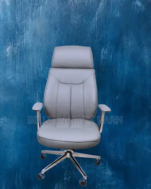 High-Back Grey Executive Leather Office Chair — Easy to Clean