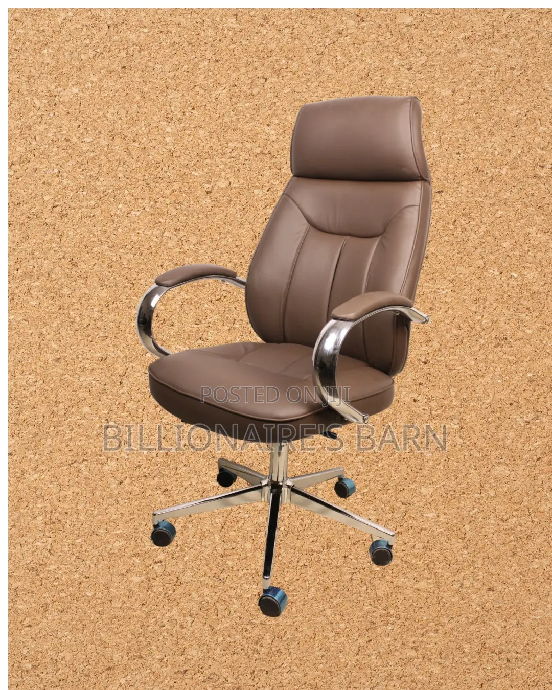 Brown Executive Leather Office Chair | Heavy-Duty Steel Frame