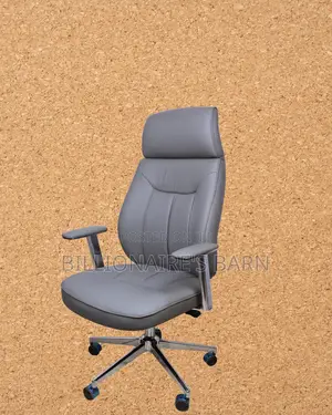 Grey Executive Leather Office Chair | Space-Saving Steel Frame