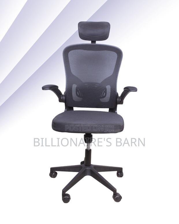 High-Back Grey Ergonomic Office Chair — Fits Compact Office Spaces - thumbnail 3