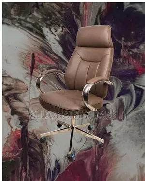 Minimal Brown Executive Leather Office Chair — Smooth-Rolling Mobility
