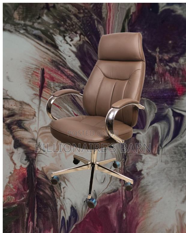 Minimal Brown Executive Leather Office Chair — Smooth-Rolling Mobility - thumbnail 4