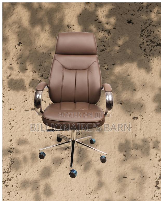 Brown Executive Leather Office Chair | Imported Lumbar Support - thumbnail 2