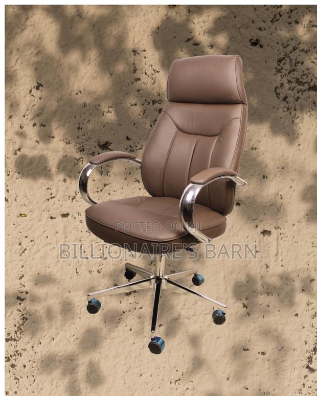 Brown Executive Leather Office Chair | Imported Lumbar Support - thumbnail 4